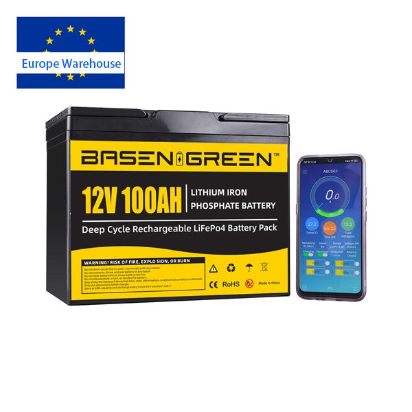 EU Stock Basen 12V 100Ah LiFePO4 Battery Pack With BT Max Support 4S4P
