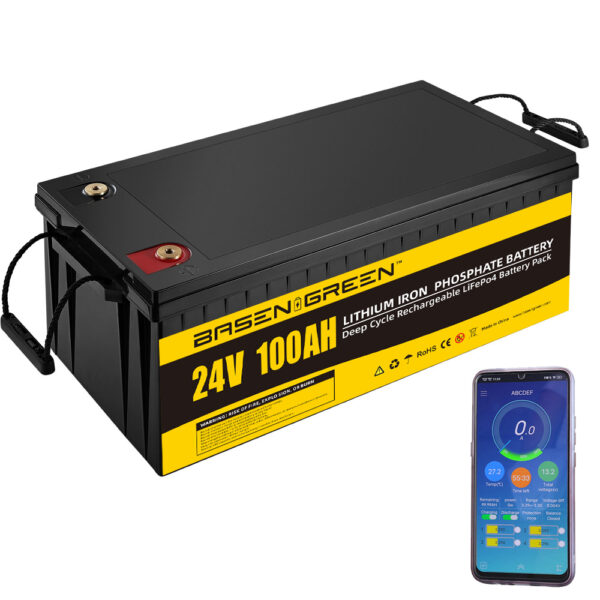 Basen 24V 100ah LiFePO4 Lithium Iron Battery Deep 5000 Cycle Times