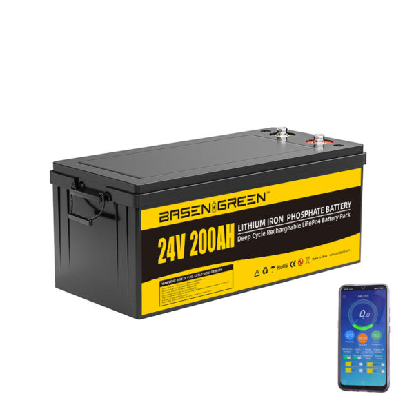 Bluetooth!Basen 24V 200ah Battery LiFePO4 Pack Lithium Iron Cells Deep 5000 Cycles Times