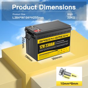 EU stock 12V 230ah LiFePO4 Battery Built-in 150A BMS with Bluetooth