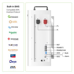 51.2V 100AH 5KWH montado na parede  LiFePO4 Bateria solar