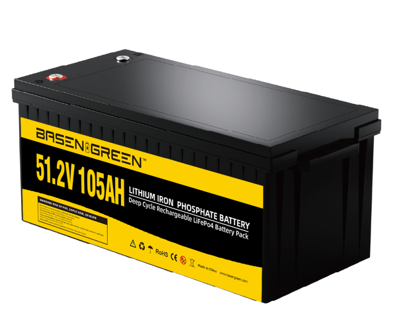 51.2V 105ah LiFePO4 Bateria integrada 200A BMS com Bluetooth