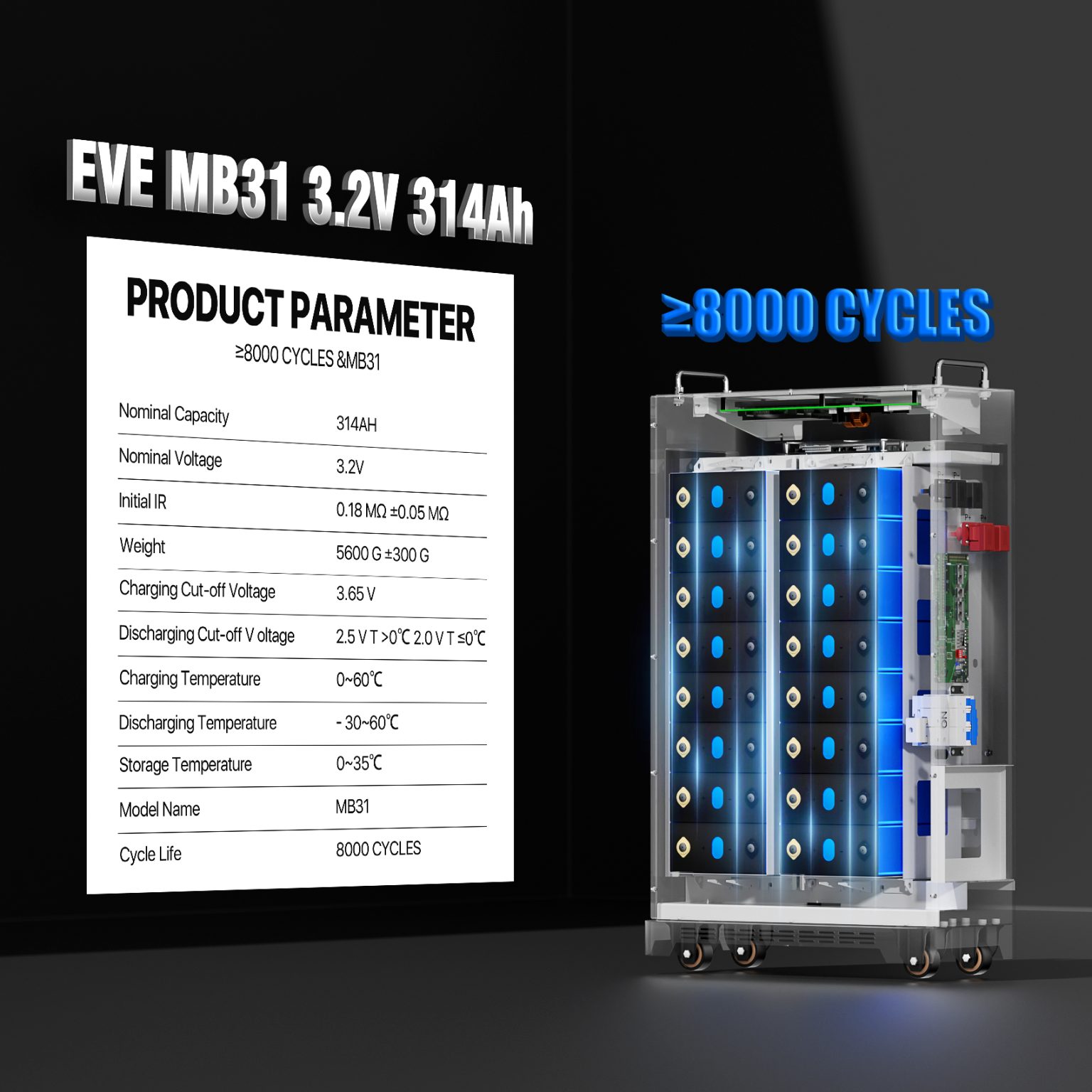 314ah Module 51.2V 314ah Wall Mounted 16KWh Battery Pack Touch Screen