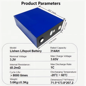 مخزون الولايات المتحدة الأمريكية 3.2V بطارية Lishen Lifepo4 سعة 314 أمبير/ساعة، دورة عميقة 8000 مرة، مناسبة لأنظمة الطاقة الشمسية، السيارات الكهربائية، المركبات الترفيهية