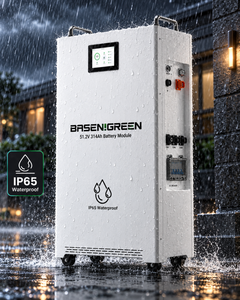 暴雨中的ip65防水电池柜 51.2V 314ah 16KWh Wall Mounted Battery Pack LiFePO4